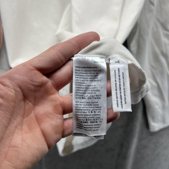 Calvin Klein Shirt Mens Large Cream Long Sleeve Crewneck Cotton Blend Casual - Picture 5 of 12